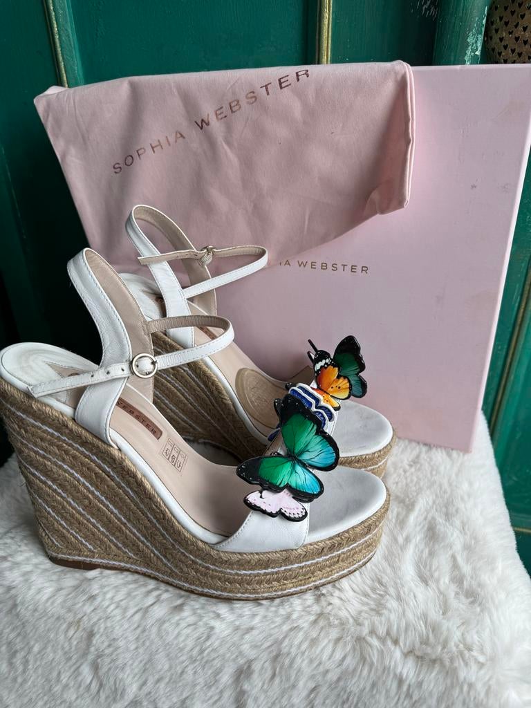 Sophia Webster Riva Butterfly Meadow Espadrille Wedges, Kleding | Dames, Ophalen of Verzenden, Zo goed als nieuw, Wit, Espadrilles of Moccasins