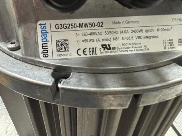 EBM Papst Radiaalventilator nieuw G3G250-MW50-02, Doe-het-zelf en Verbouw, Ventilatie en Afzuiging, Ophalen of Verzenden, Nieuw