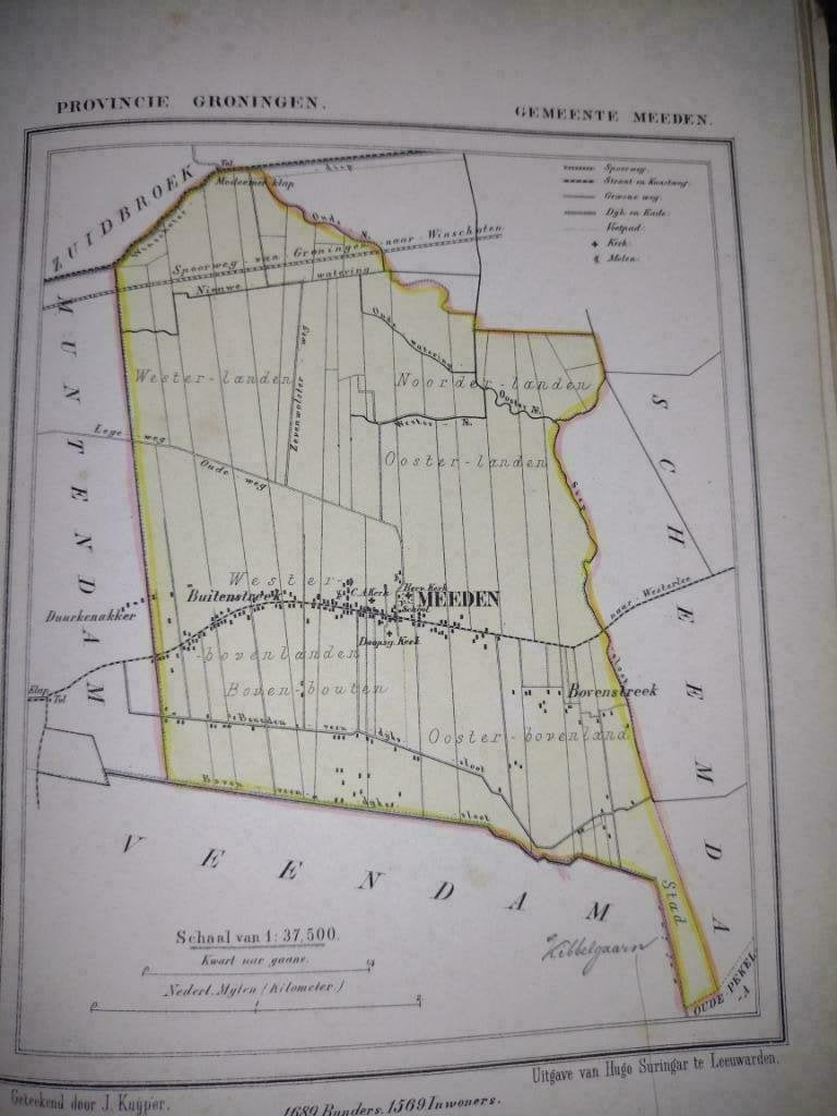 27 / Meeden /  Bovenstreek / Litho 1867  Kuyper GRO, Antiek en Kunst, Ophalen of Verzenden