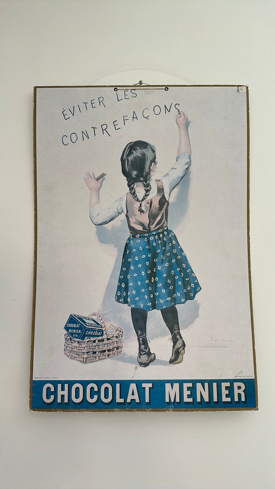 Antieke reclame plaat ( karton), Ophalen of Verzenden, Gebruikt, Reclamebord