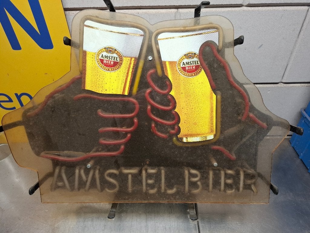 Amstel bier Neon, Ophalen, Gebruikt, Reclamebord, Plaat of Schild, Amstel