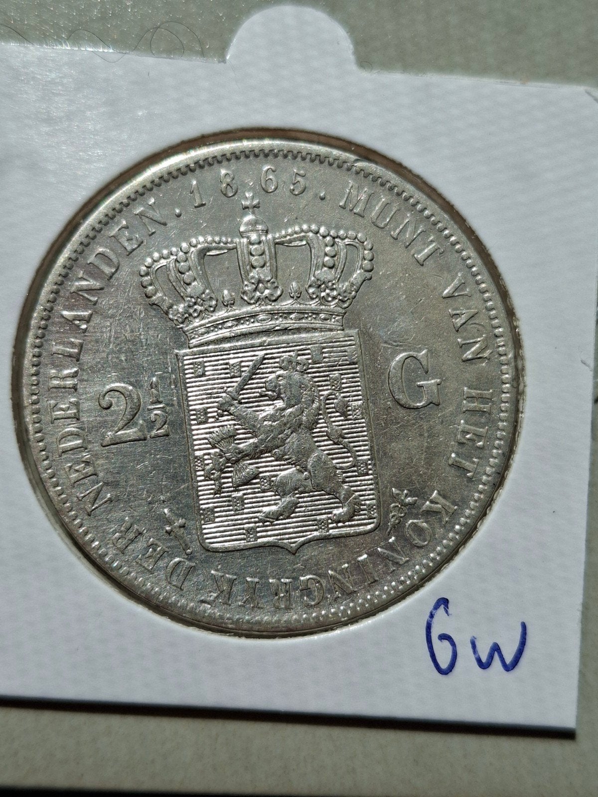 rijksdaalder 1865 willem 3 2½ gulden zilver, Koning Willem III, Zilver, Ophalen of Verzenden, Losse munt