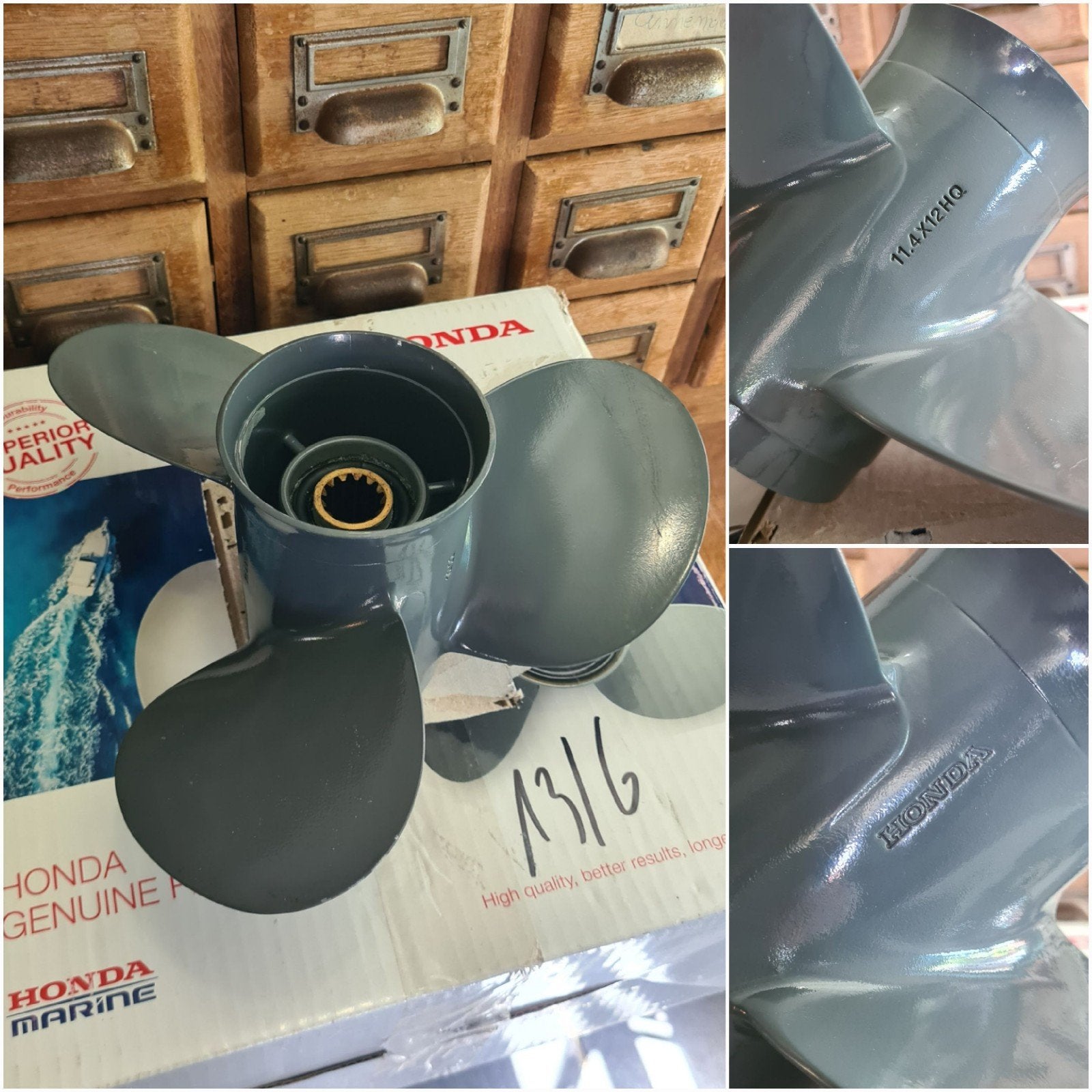 Z.g.a.n Originele Honda 3 blad schroef / propeller 11.4 x 12, Ophalen of Verzenden, Zo goed als nieuw, Motor en Techniek