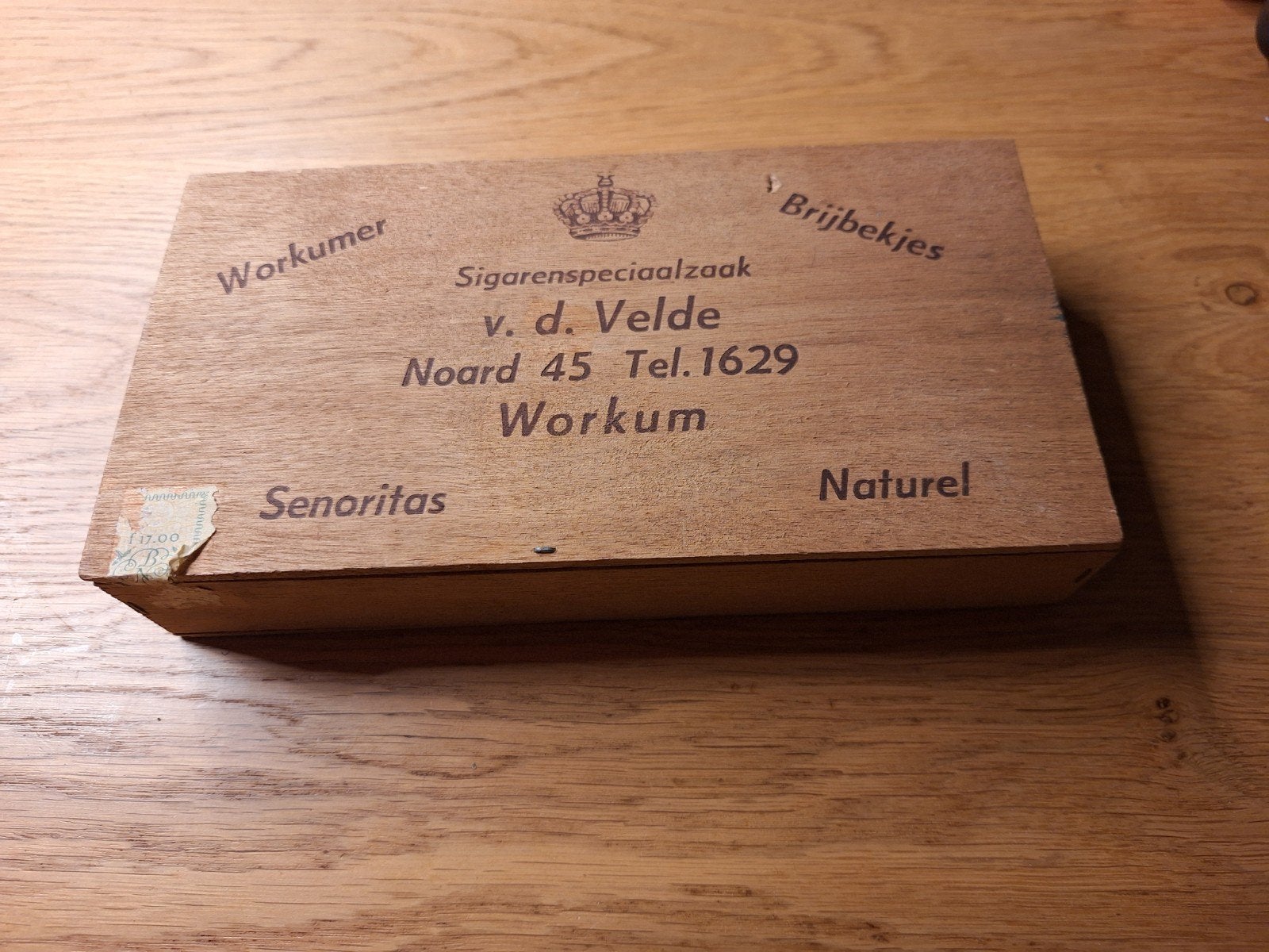 Vintage Sigarenkistje v.d. Velde Workum, Ophalen of Verzenden