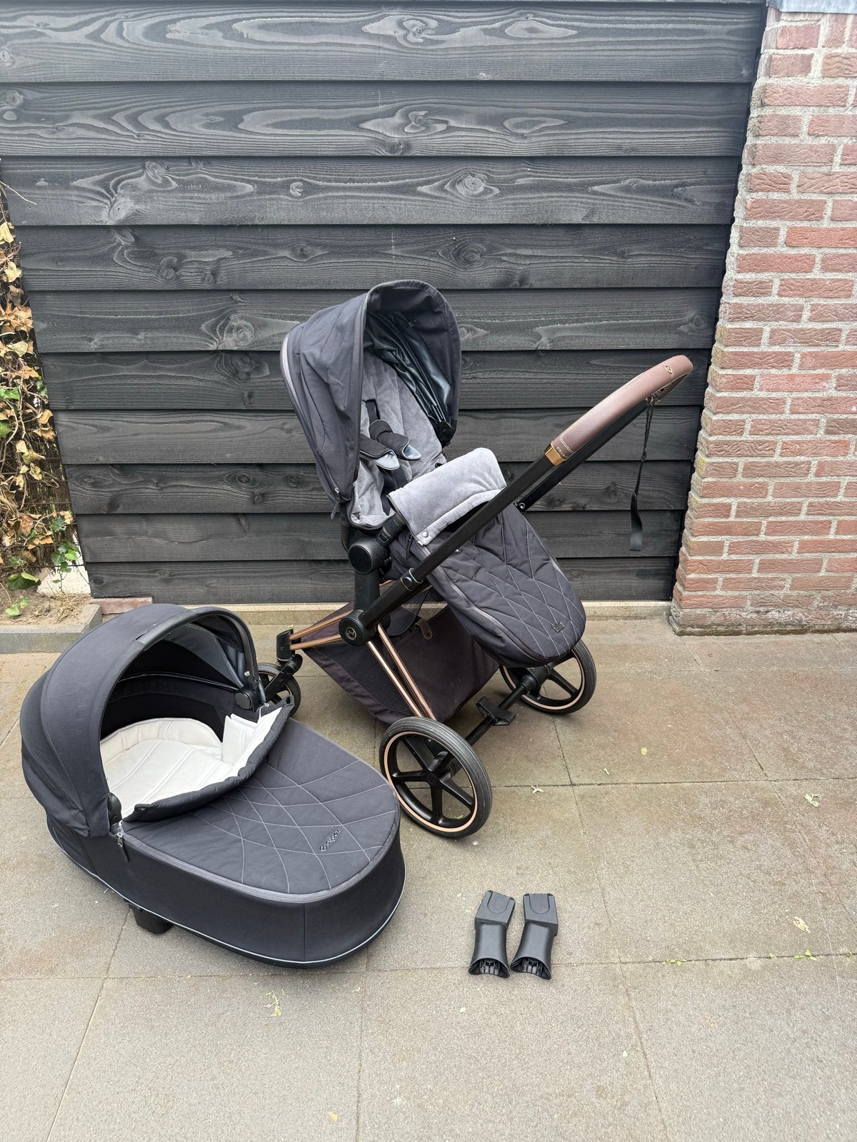 Cybex Priam kinderwagen met reiswieg en voetenzak, Gebruikt, Combiwagen, Verstelbare duwstang, Ophalen