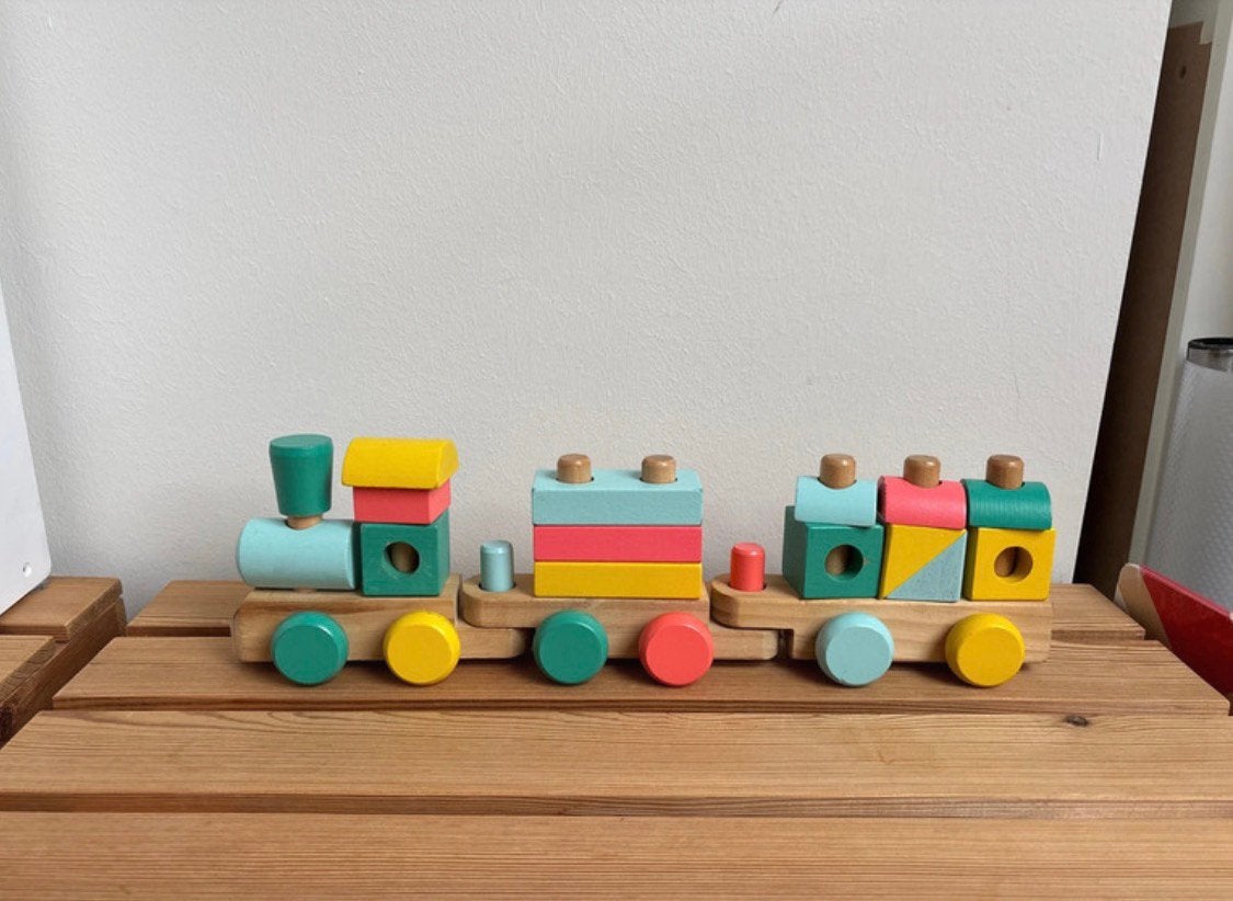 HEMA houten trein blokken, Kinderen en Baby's, Ophalen of Verzenden, Zo goed als nieuw