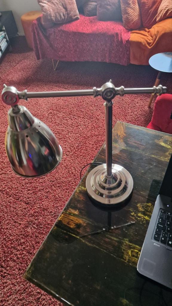 IKEA Barometer bureaulamp/tafellamp, zilverkleurig, Huis en Inrichting, Ophalen, Gebruikt, Klassiek, Industrieel, 50 tot 75 cm