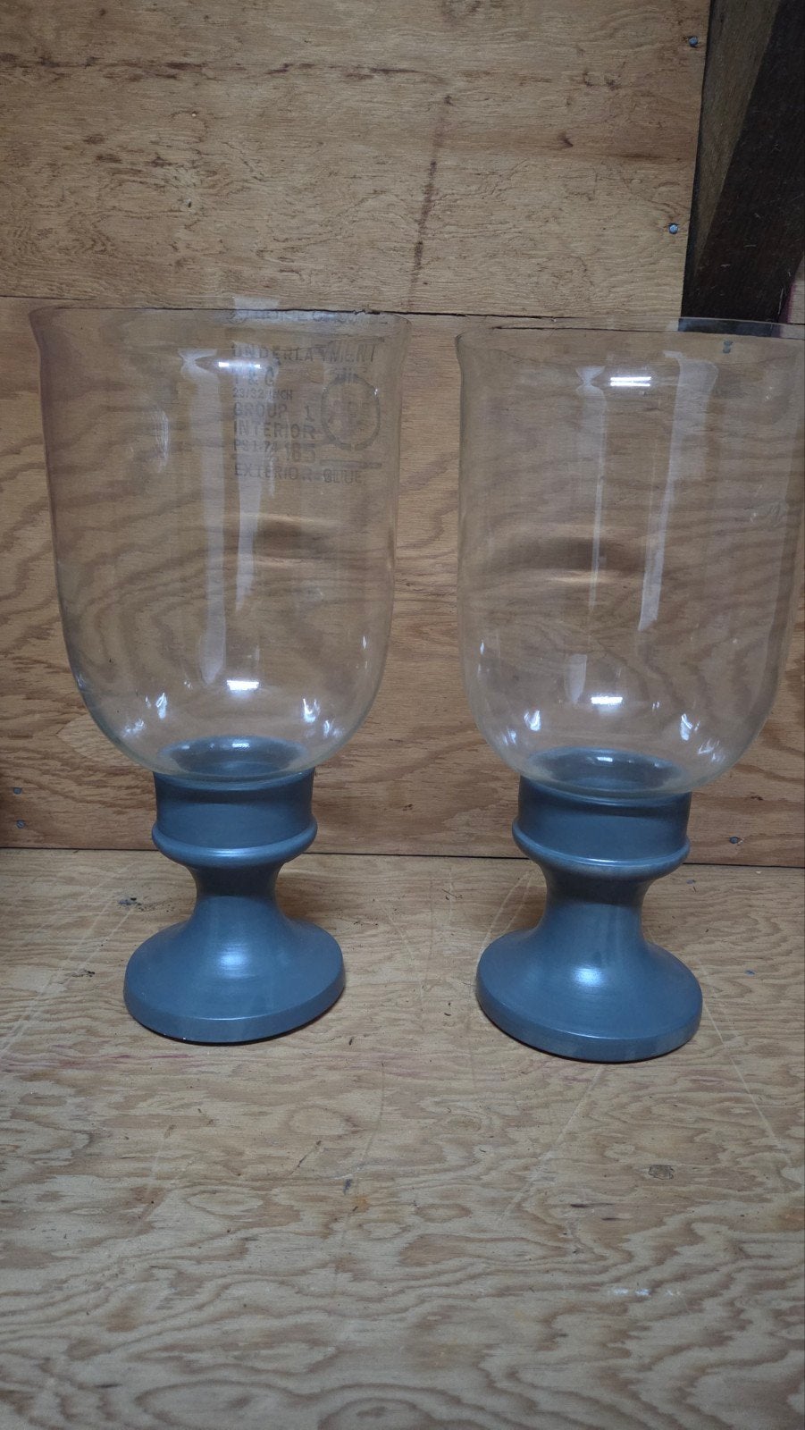 2 Grote Windlichten op Voet - 40cm Hoog, Ophalen of Verzenden