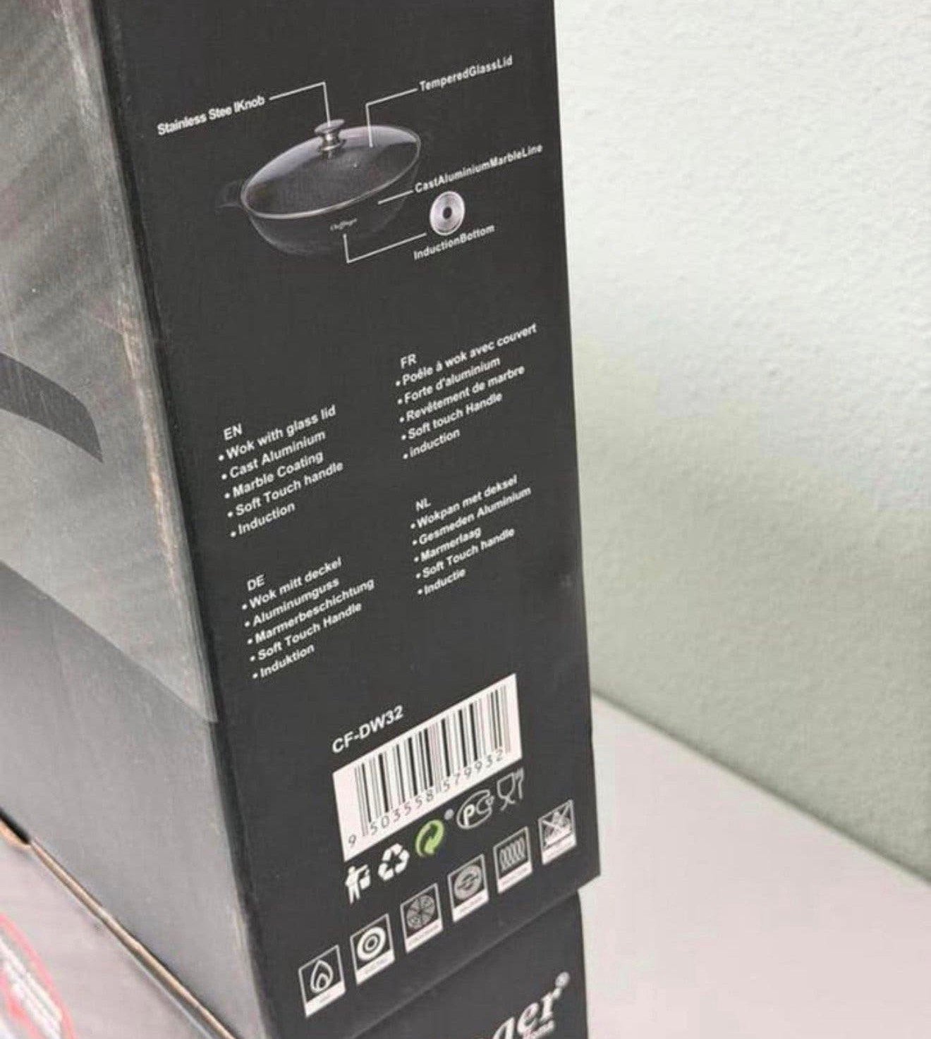 Cheffinger Wokpan wok-pan XL 32 cm met Deksel Inductie Nieuw, P, P, P, Ophalen of Verzenden
