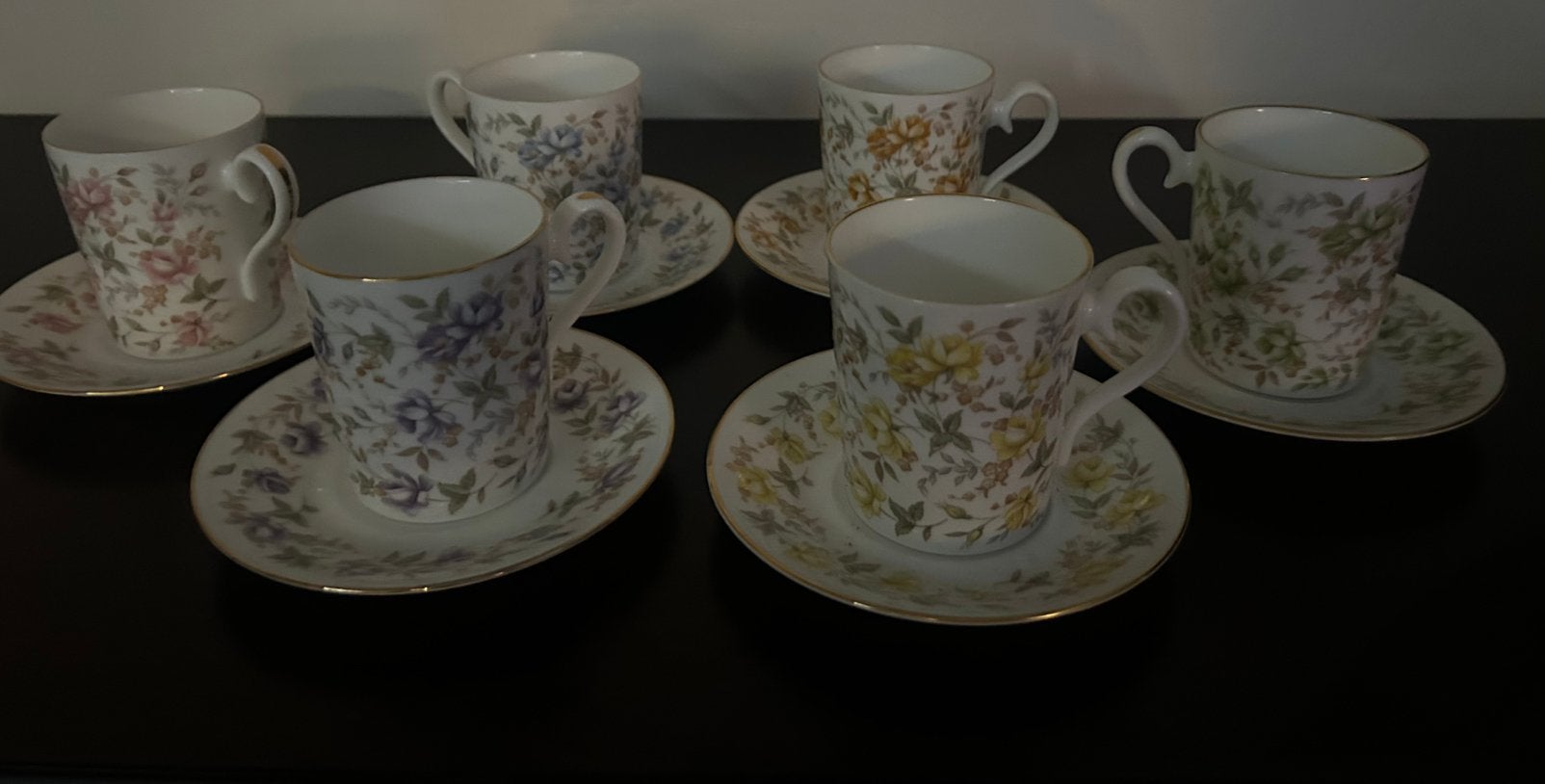 Royal Albert Bone China Rose Chintz Serie - 6 kop en schotel, Ophalen