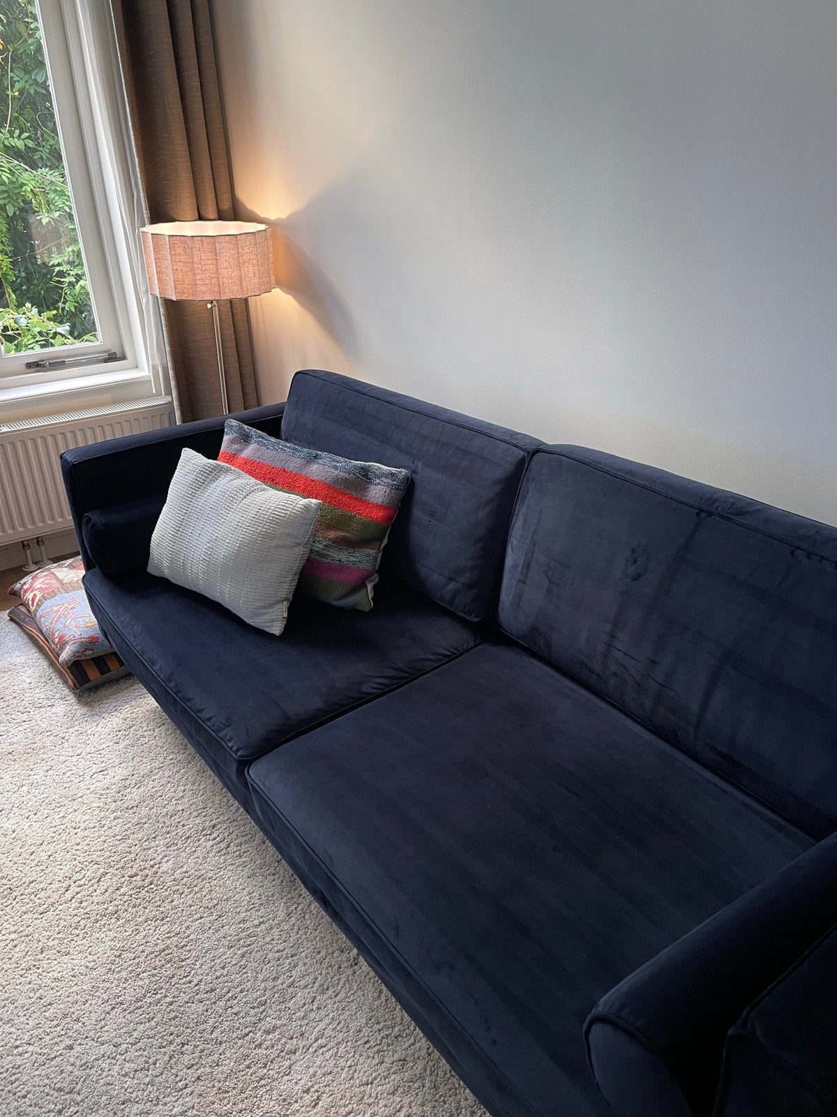 Sofa Company Henry 3-zitsbank velour Lux Navy, Ophalen, Driepersoons, 75 tot 100 cm, Zo goed als nieuw