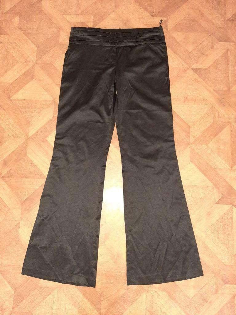 Amisu flared satijnen zomer broek maat S zwart, Zwart, Ophalen of Verzenden, Zo goed als nieuw, Maat 36 (S)