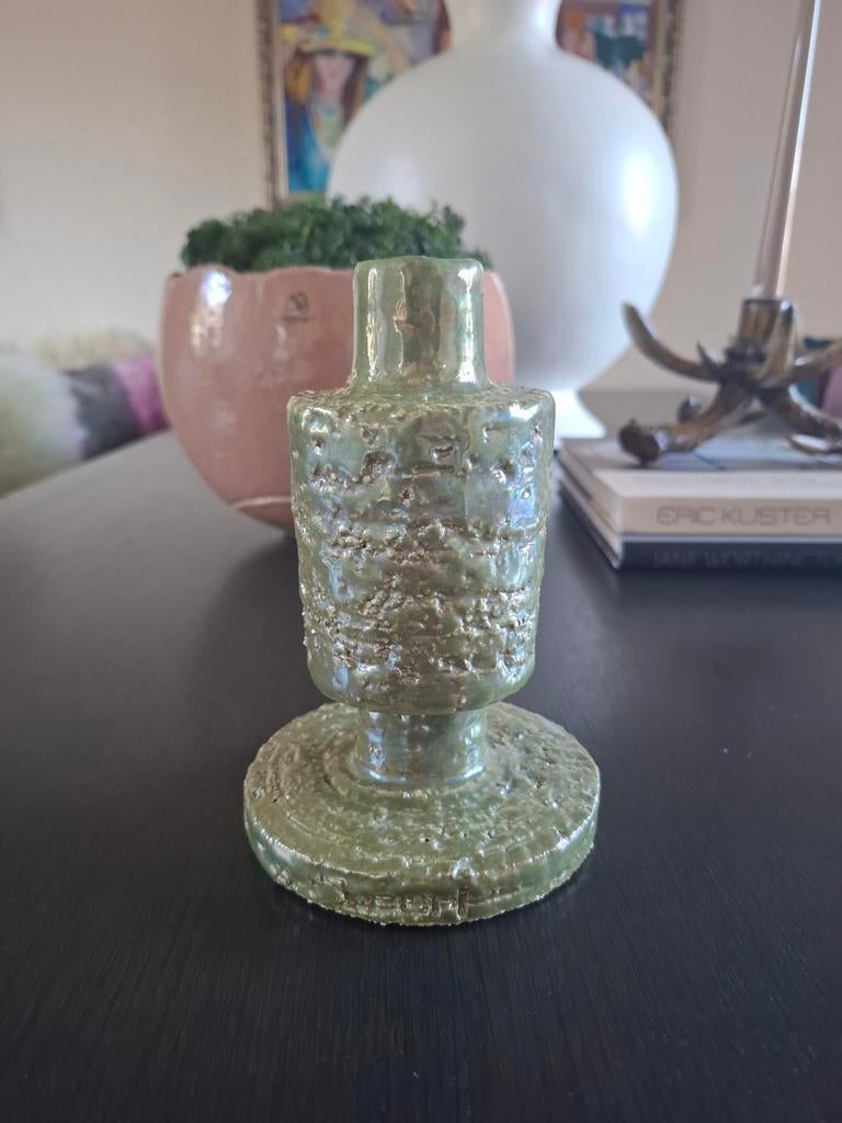 Ecri kandelaar te koop. Kleur groen., Overige materialen, Ophalen of Verzenden, Zo goed als nieuw, Minder dan 25 cm