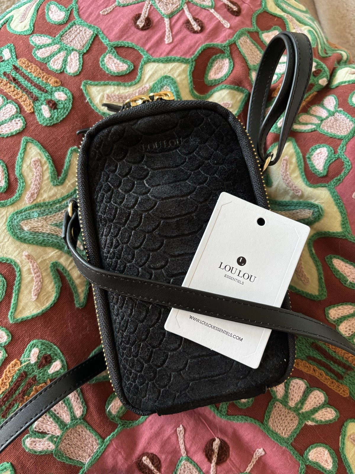 Loulou Essentiels Telefoontasje Zwart Sugar Snake, Ophalen of Verzenden, Nieuw, Zwart, Schoudertasje