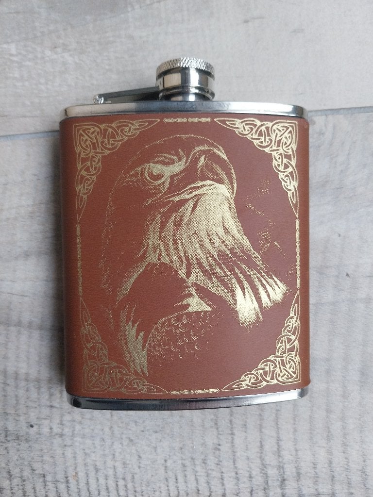 Drankflesje metaal bekleed met leer en adelaar opdruk NIEUW, Ophalen of Verzenden, Nieuw