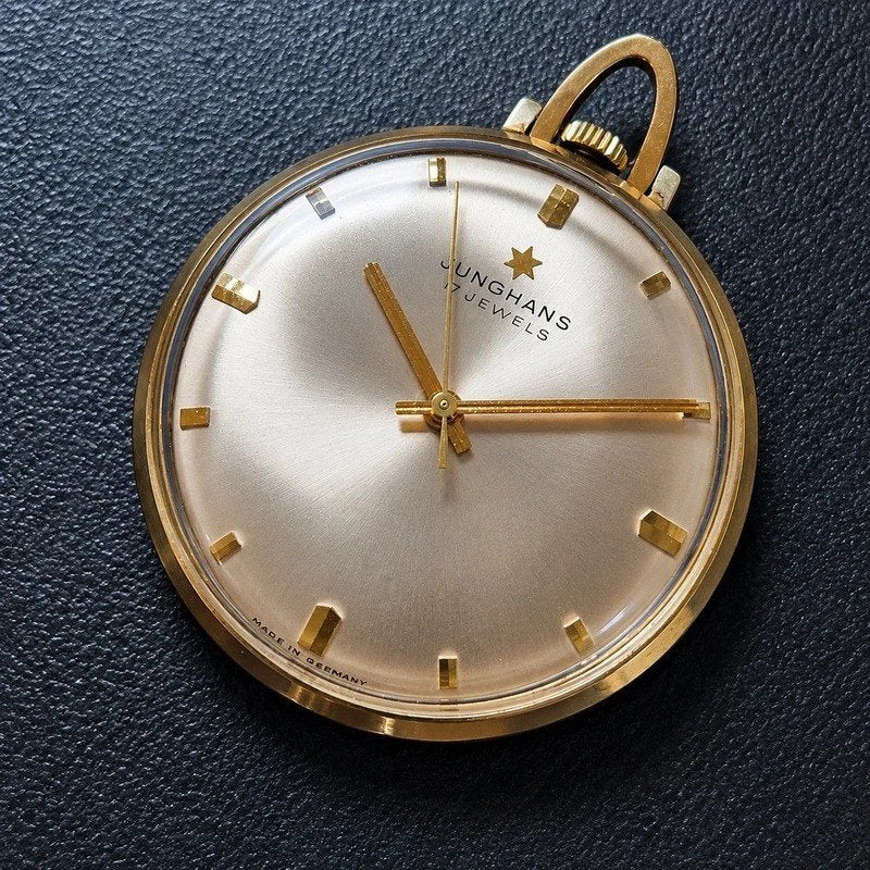 Goud Vintage Junghans 14K / 585 Zakhorloge Frackuhr (60s), Overige merken, Zakhorloge, Nieuw, Ophalen of Verzenden