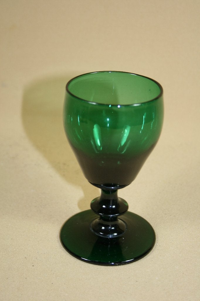 Antiek biedermeier groen witte wijn glas, Ophalen of Verzenden