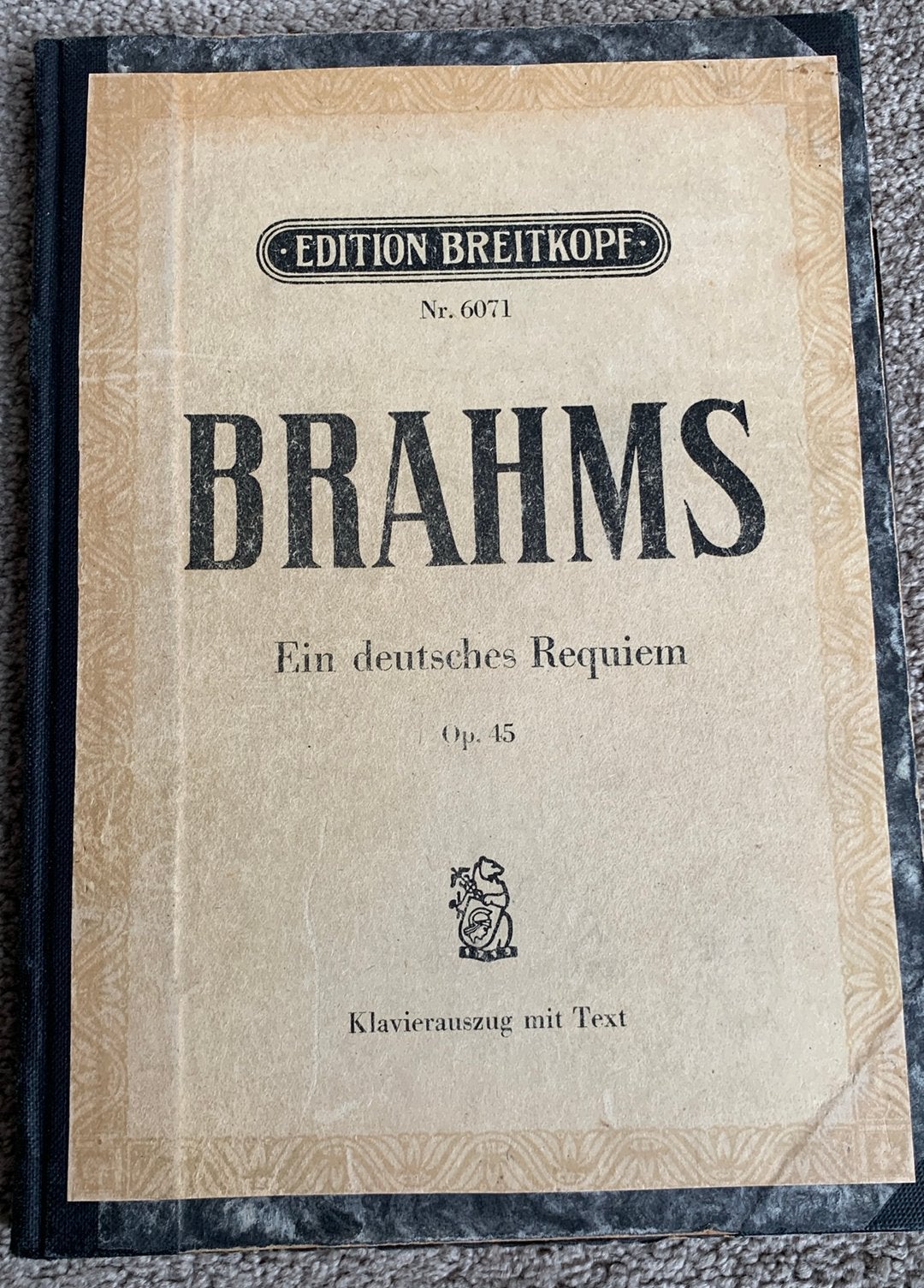 Brahms Ein Deutsches Requiem op. 45 klavierauszug, Gebruikt, Klassiek, Ophalen of Verzenden, Artiest of Componist