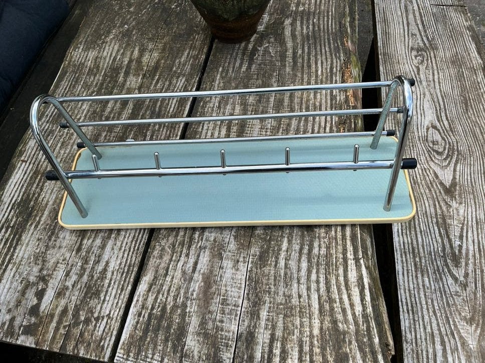 Vintge retro kapstok hang blauw 70 cm breed jaren 60 €45, Wandkapstok, Gebruikt, Ophalen of Verzenden, Minder dan 100 cm