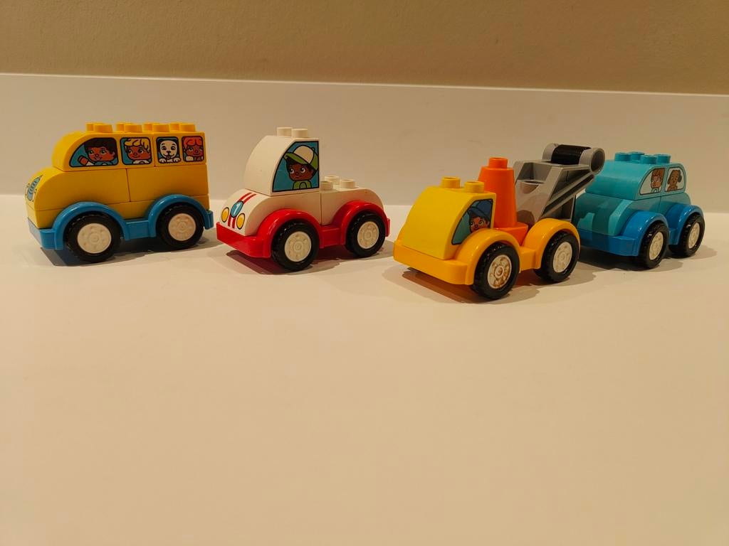 Duplo voertuigen: bus, auto, takelwagen, Ophalen of Verzenden, Gebruikt, Losse stenen, Duplo