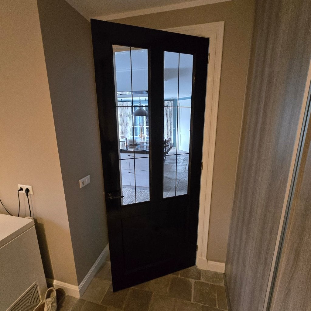 houten binnendeuren met glas in lood, Doe-het-zelf en Verbouw, Ophalen, Gebruikt, 80 tot 100 cm, 215 cm of meer