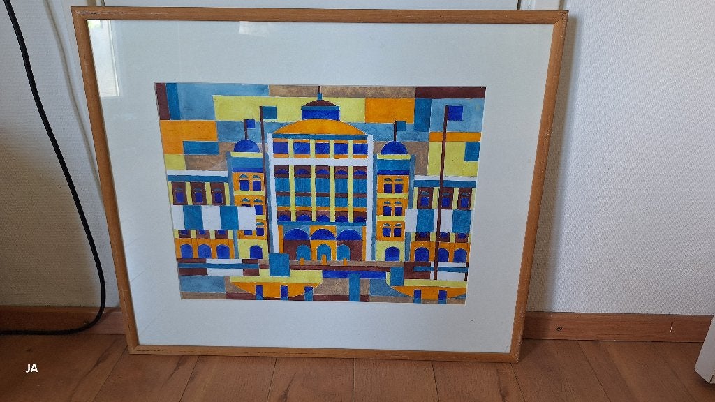 schilderij gesigneerd door han meijer ?  modern, Ophalen, Ingelijst, Stadsgezicht
