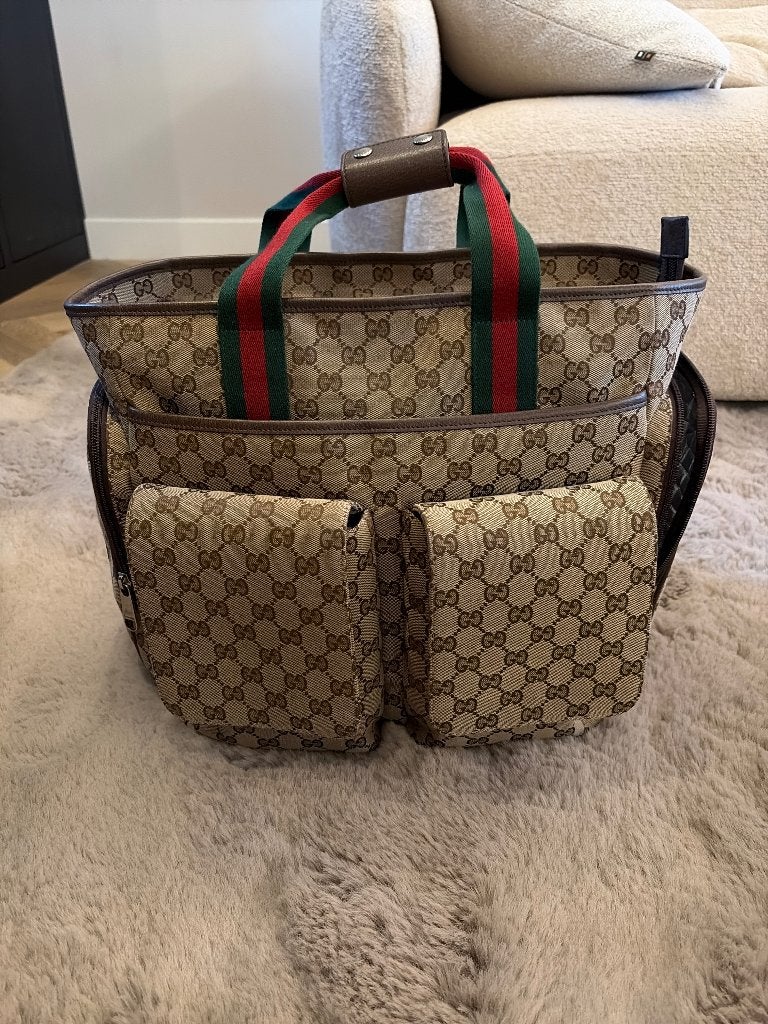 Originele Gucci GG Supreme Luiertas Rugzak, Ophalen, Gucci, Meerdere opbergvakken, Zo goed als nieuw