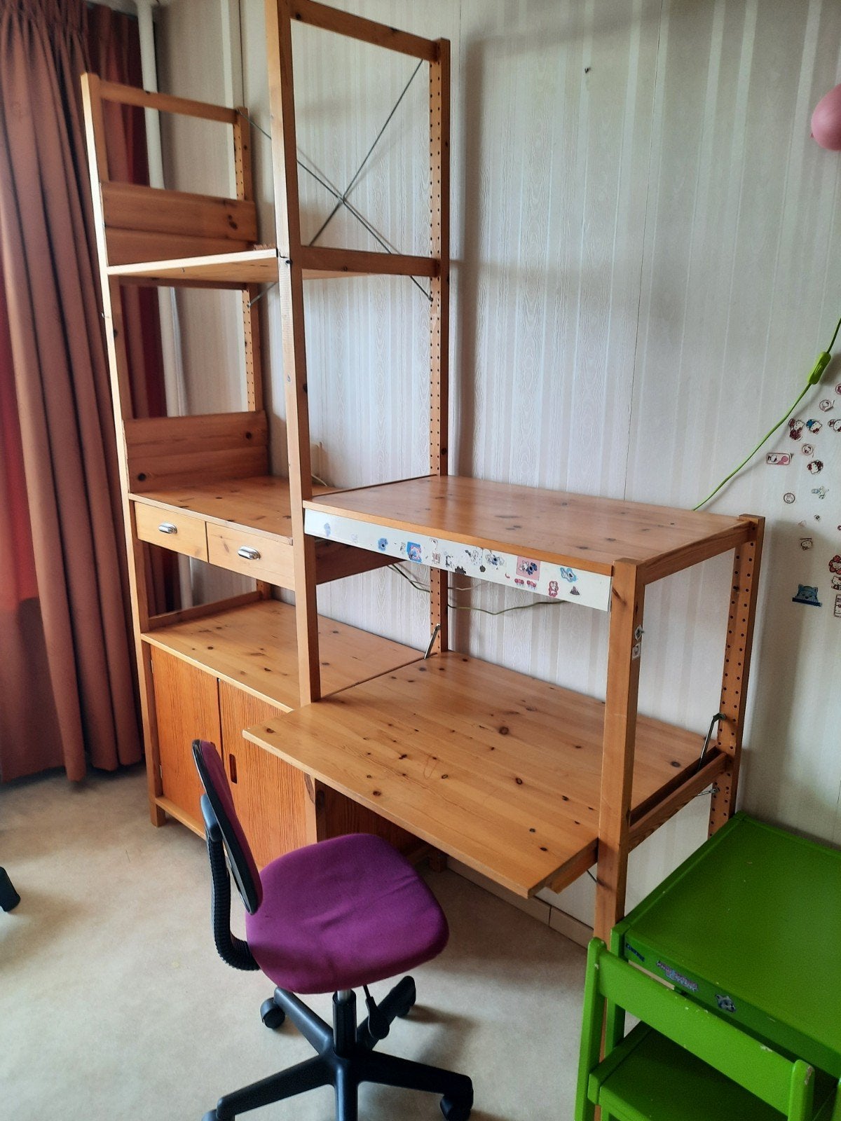 Houten kast met lades en deuren - grenenhout, Ophalen, Gebruikt, Met deur(en), 200 cm of meer