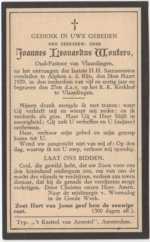 pastoor Joannes Wouters 1863 N-Amstel + 1929 Alphen a/d Rijn, Ophalen of Verzenden