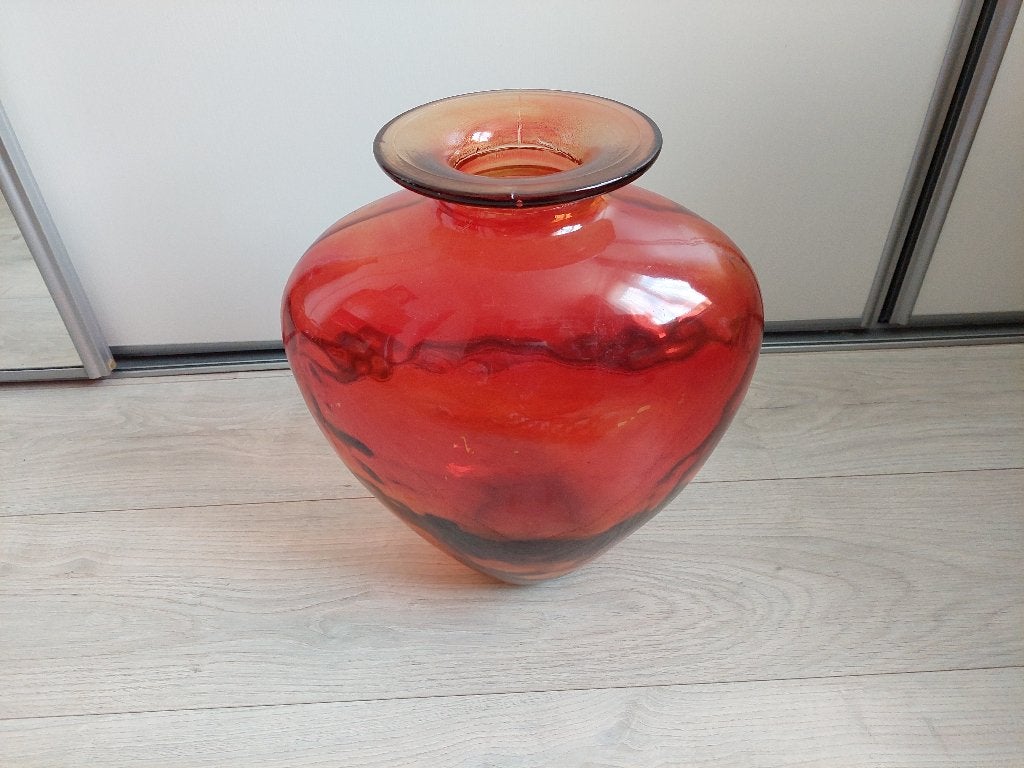 Een hele mooie oranje vaas, Ophalen, 35 cm, Oranje, Glas