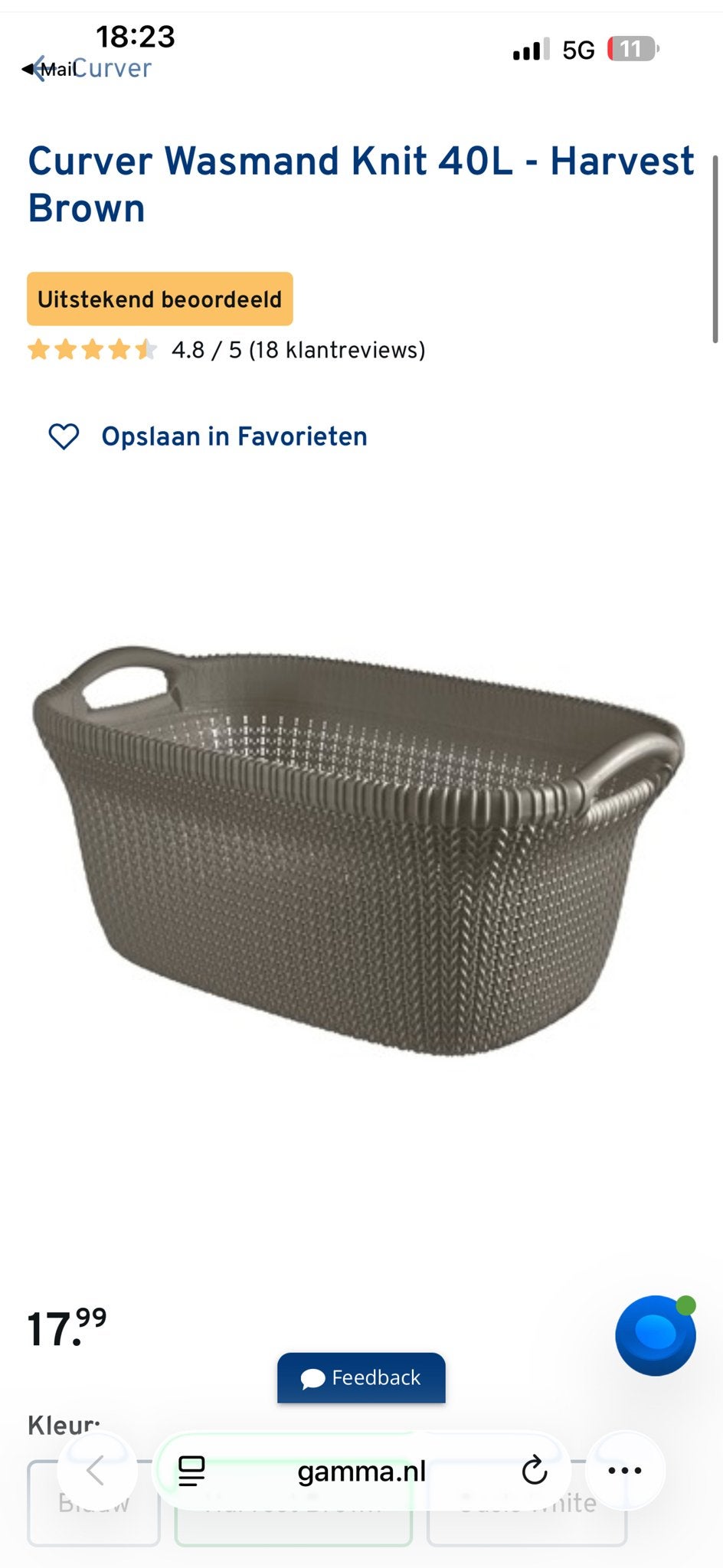 NIEUW - Curver Wasmand Knit 40L - Harvest Brown, Ophalen, Nieuw, Bruin, Overige typen
