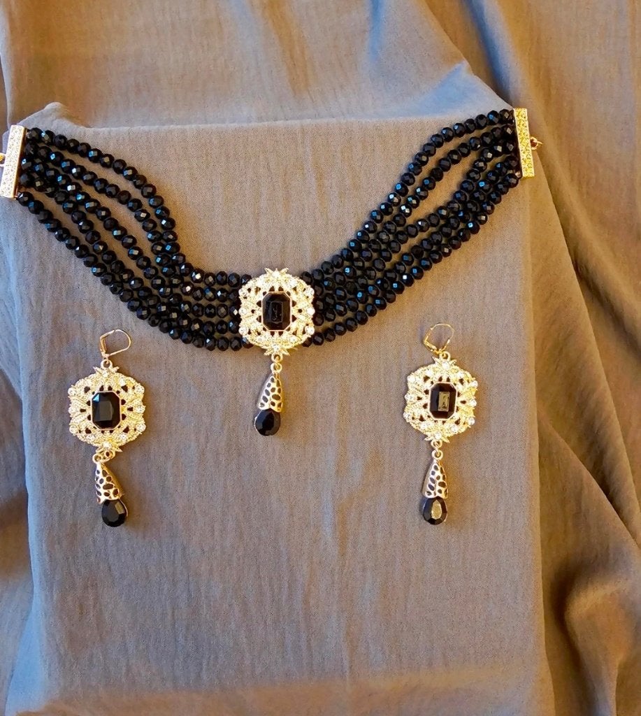 Marokkaanse sieradenset - Ketting en oorbellen, Sieraden, Tassen en Uiterlijk, Overige materialen, Verzenden, Zwart, Nieuw