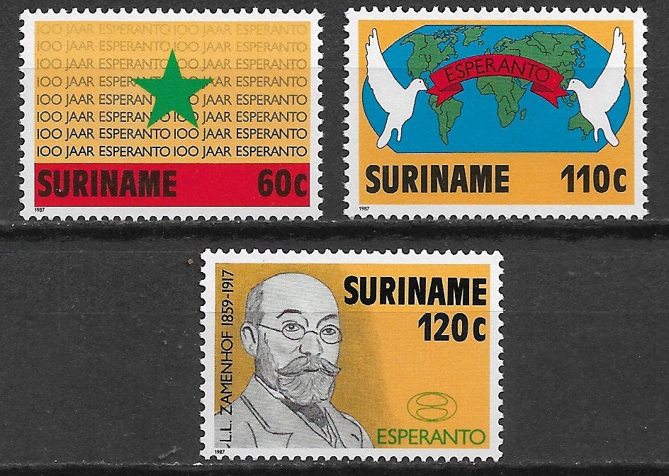 Suriname 1987 100jr taal Esperanto postfris, Postzegels en Munten, Verzenden, Postfris