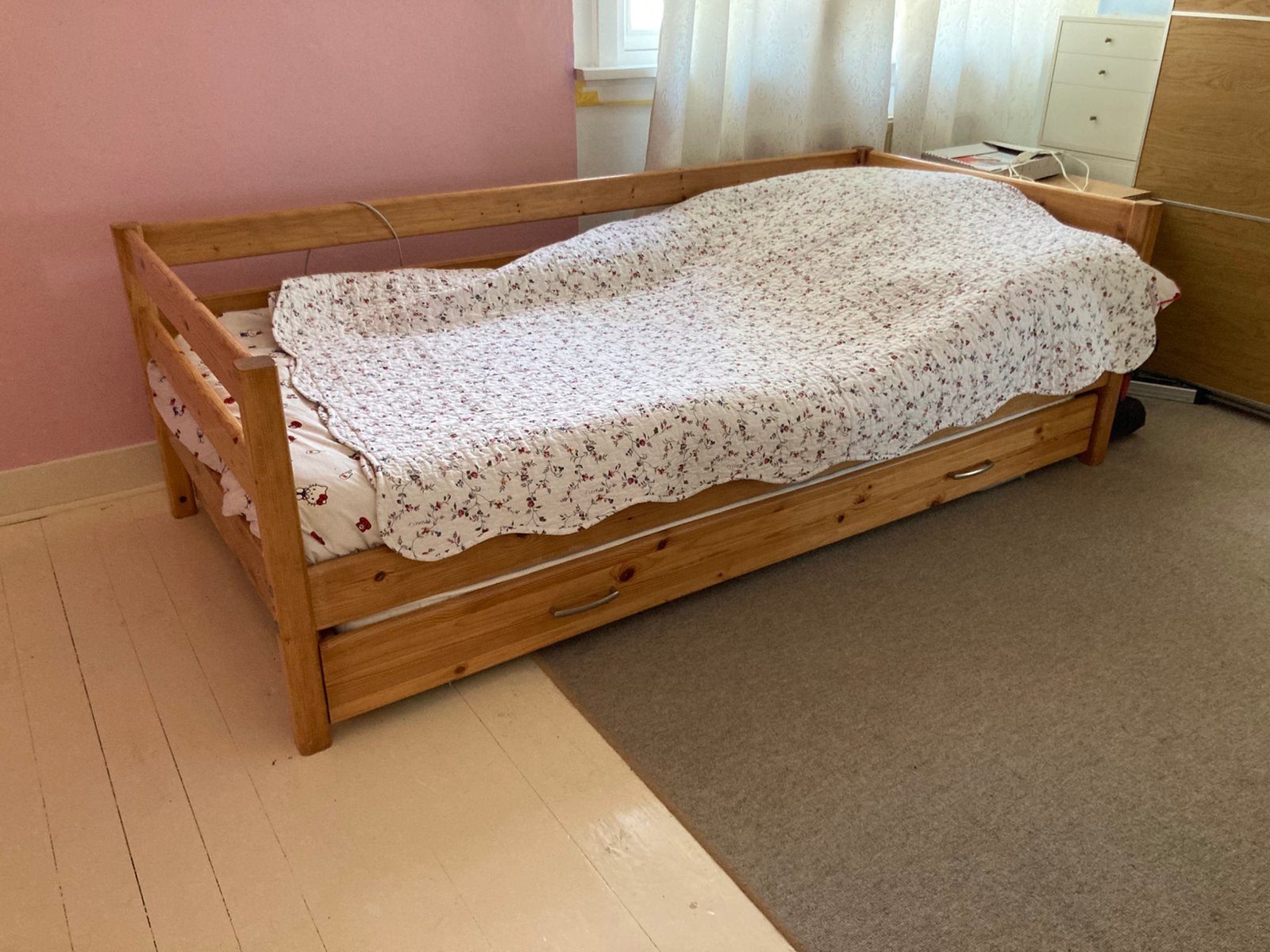 Flexa bed, met onderschuif logeerbed + trapje + poten, Ophalen, Gebruikt, Eenpersoons