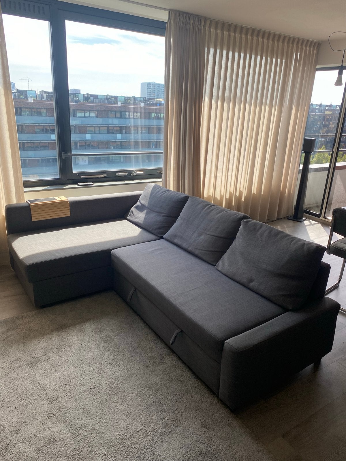 Friheten IKEA slaapbank met opberger, Ophalen, Driepersoons, Zo goed als nieuw, 200 tot 250 cm