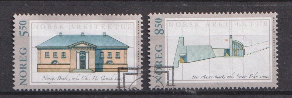 Noorwegen 2001; Architectuur, Michel 1387-1388, gebruikt., Verzenden, Noorwegen, Gestempeld