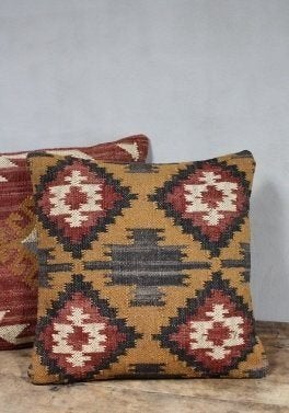 Sober Stoer Kelim Kussen Vintage Style Sierkussen Retro Boho, Meerkleurig, Vierkant, Nieuw, Ophalen of Verzenden
