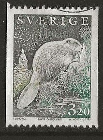 Zweden 7, bever, Verzenden, Zweden, Gestempeld