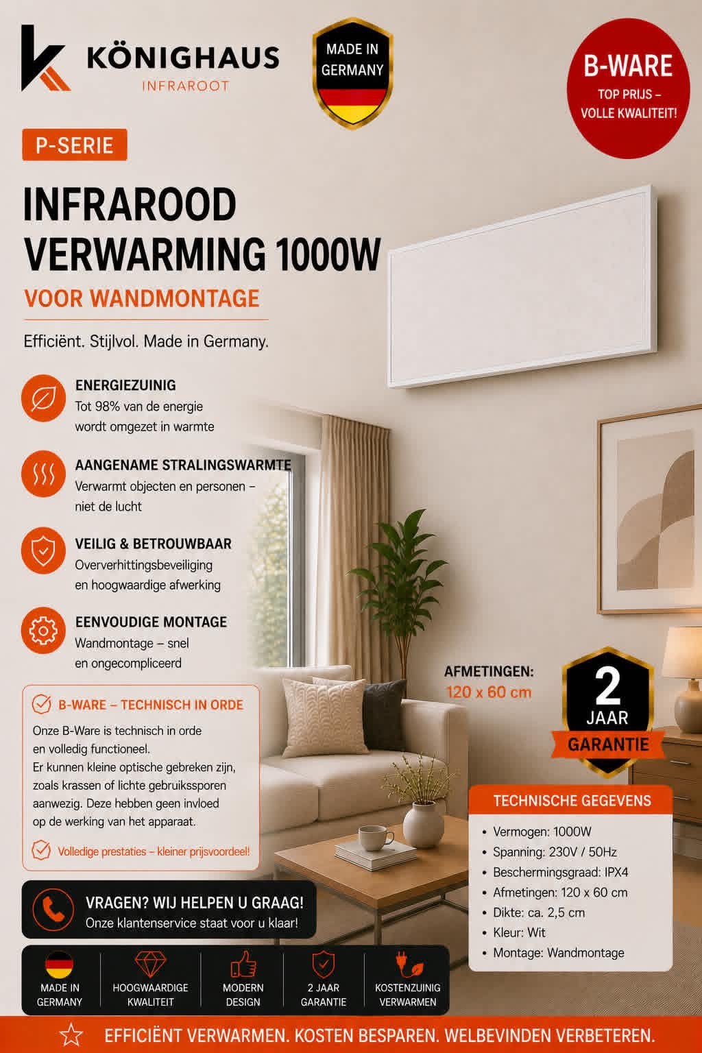 Könighaus P-Serie 1000w B-kwaliteit, Ophalen, Zo goed als nieuw