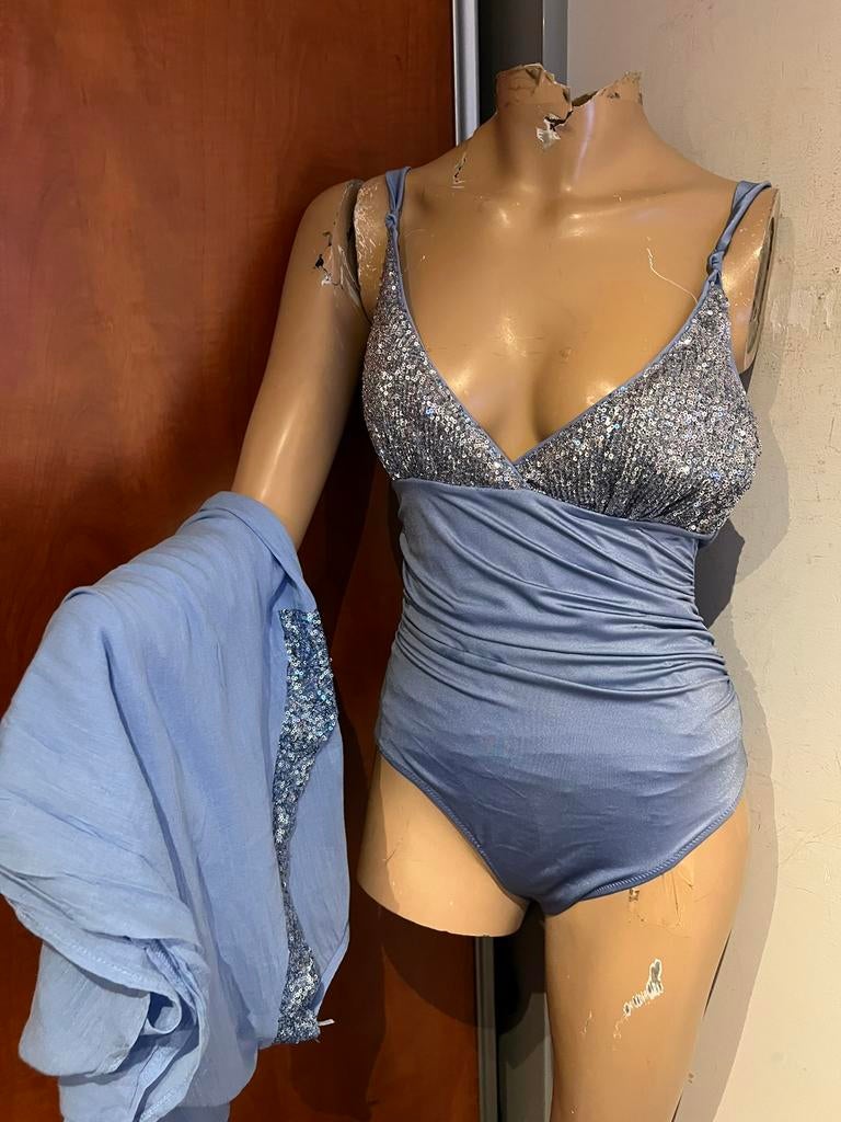 CALZEDONIA badpak met pailletten en tuniek maat M, Kleding | Dames, Badmode en Zwemkleding, Calzedonia, B, Badpak, Ophalen of Verzenden