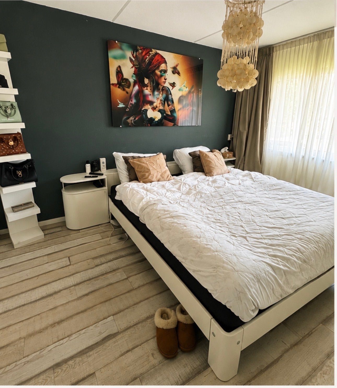 Auping bed electrisch 180 x 200 + ombouw  + nachtkastjes, Ophalen, Wit, Tweepersoons, 180 cm