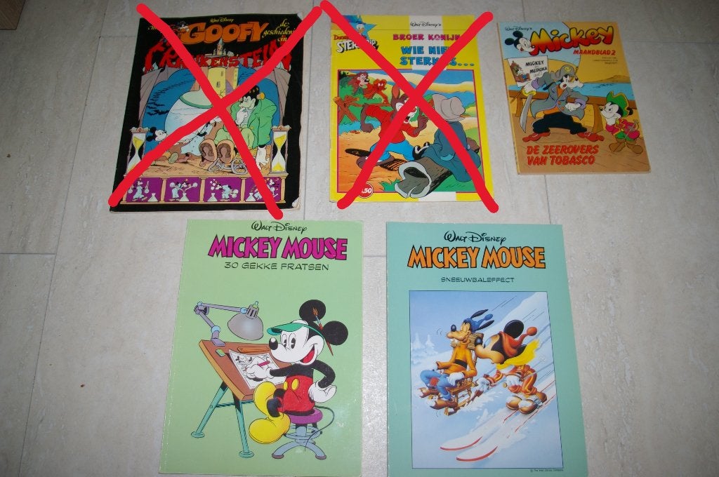 4 Walt Disney stripboeken, van Donald Duck en Mickey Mouse., Boeken, Meerdere stripboeken, Ophalen of Verzenden, Gelezen