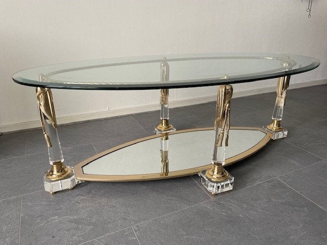 Glazen salontafel (Vania), Ophalen, 100 tot 150 cm, 50 tot 100 cm, Ovaal
