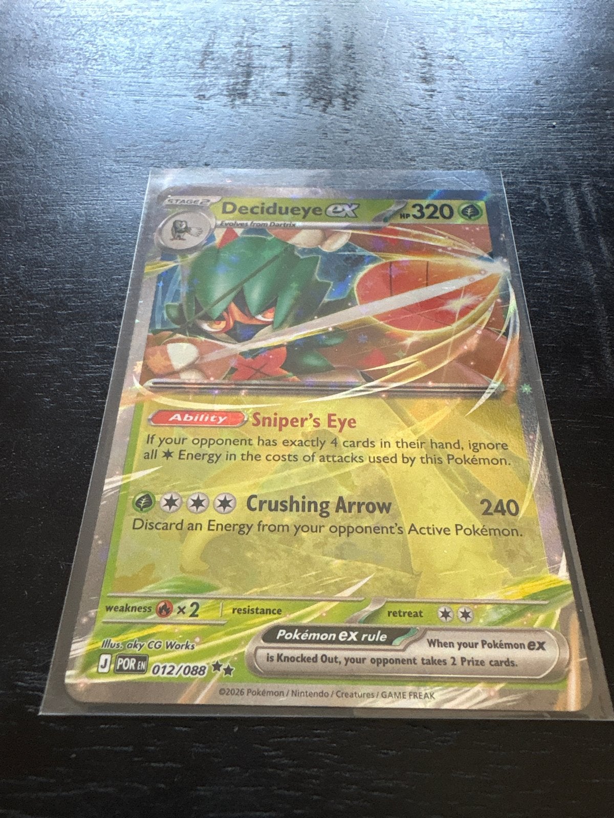Decidueye ex Pokémon kaart 012/088 - Zo goed als nieuw, Ophalen of Verzenden, Zo goed als nieuw, Losse kaart