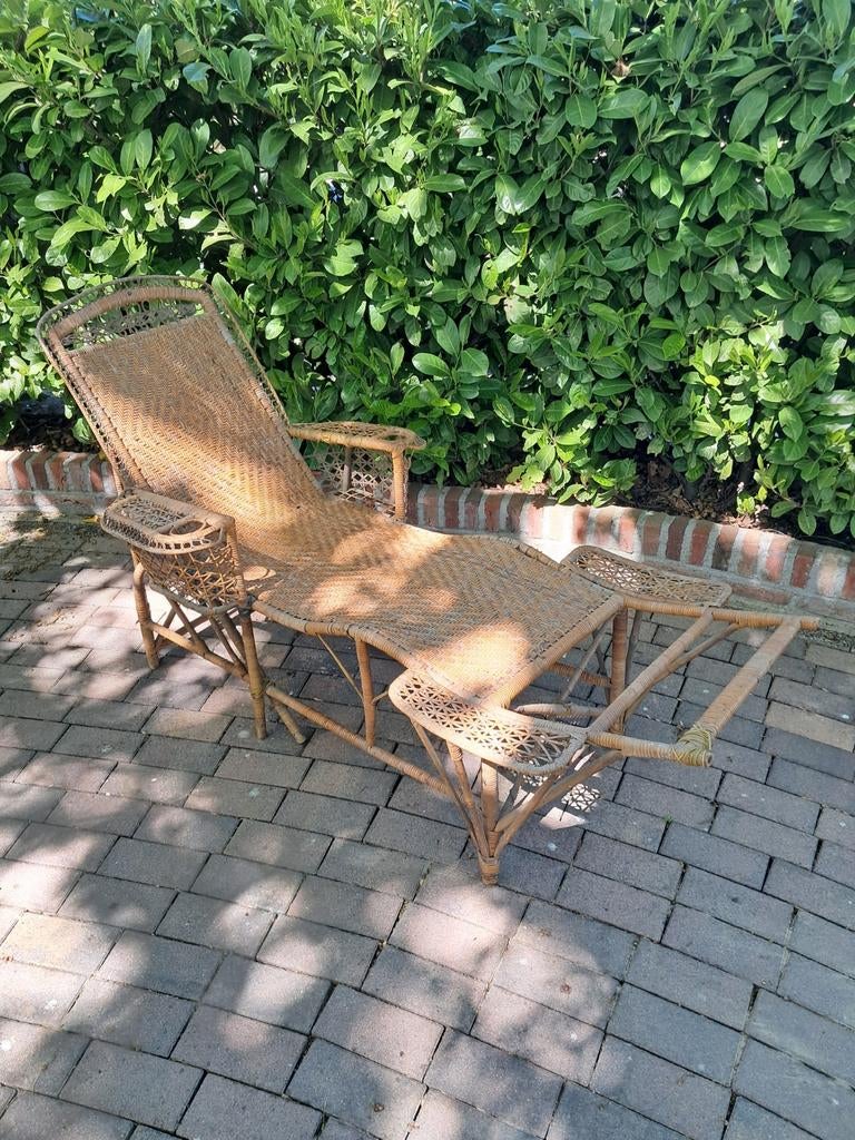 Vintage rotan ligstoel / strandstoel, Ophalen