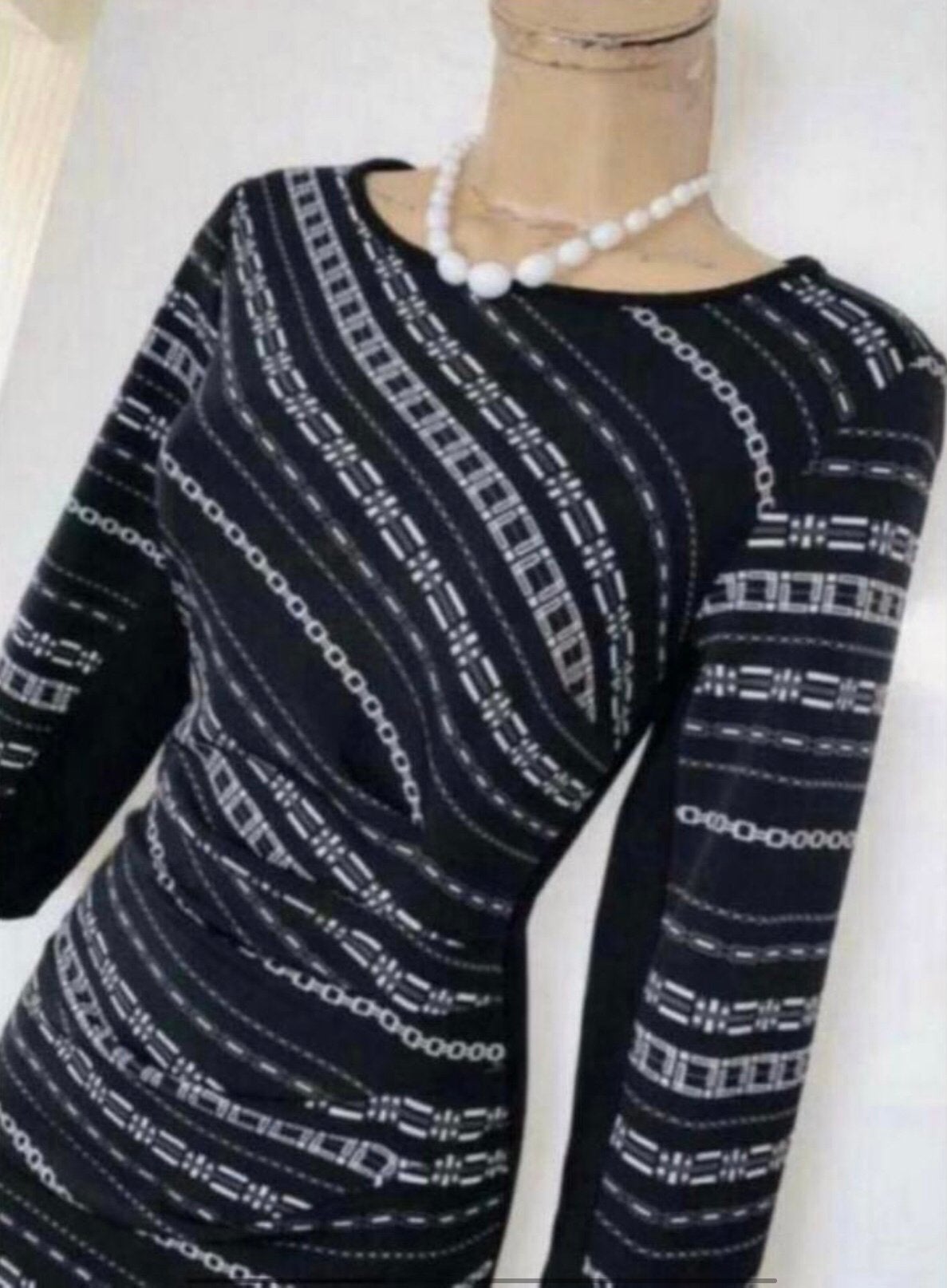 Ribkoff elegante jurk 3/4 mouw zwart wit dessin maat 38, Maat 38/40 (M), Nieuw, Onder de knie, Meerkleurig