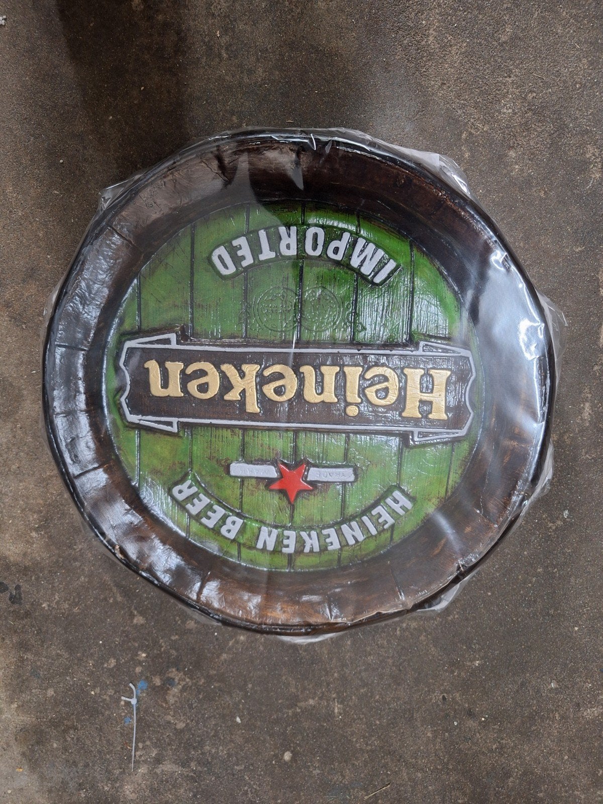 Heineken Reclamebord Houten Ton Vorm - Nieuw, Ophalen of Verzenden, Nieuw, Reclamebord, Plaat of Schild, Heineken