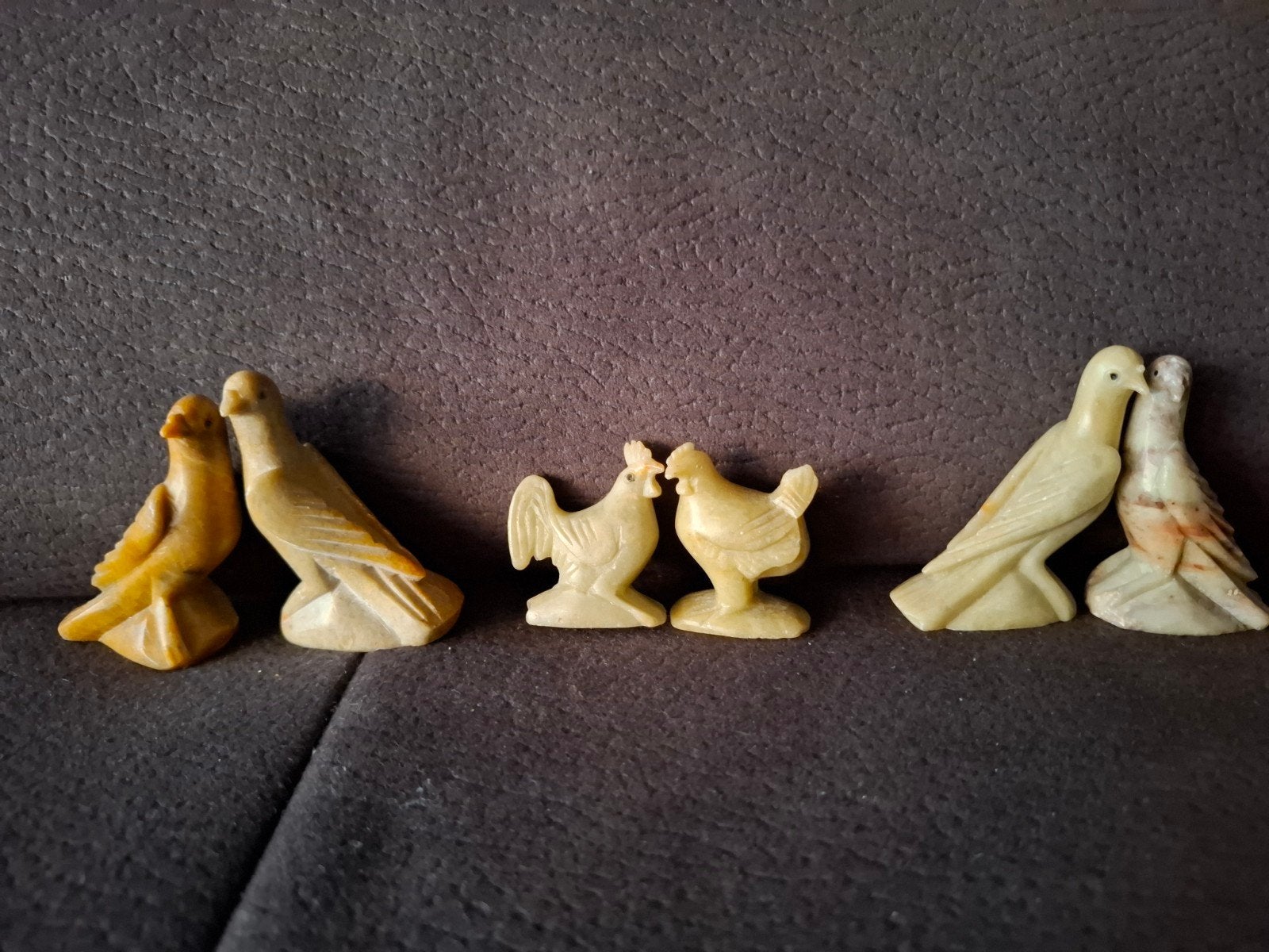 Set van 6 stenen vogelfiguren: duiven en kippen, Ophalen of Verzenden, Zo goed als nieuw, Dier