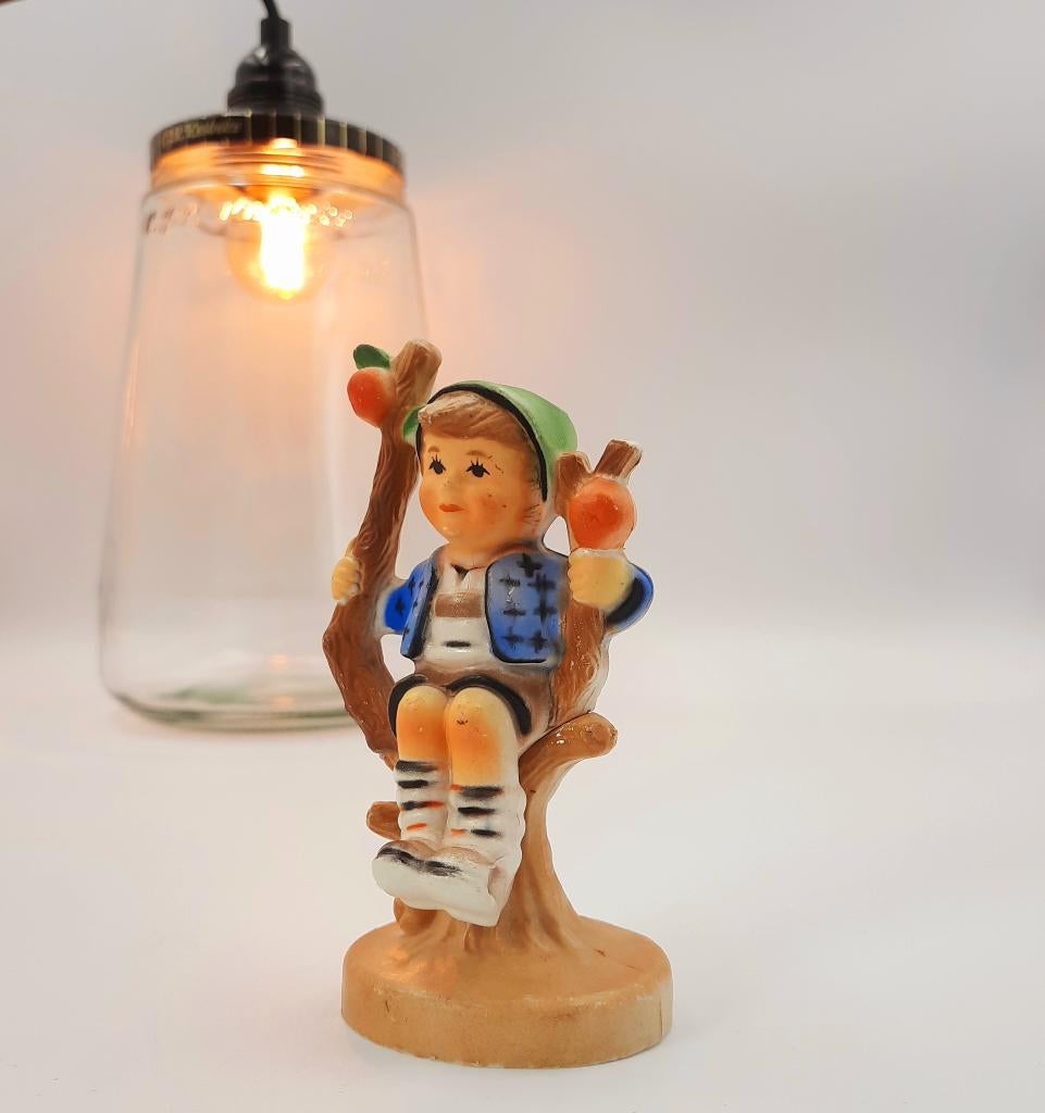 SALE Glazen hanglamp met vintage beeldje | Kesbekelamp, Ophalen of Verzenden, Huis en Inrichting
