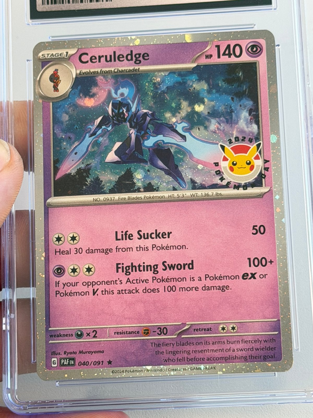 Pokemon Ceruledge 040/091 CGC 10 Pokemon Day Promo HOLO 040, Ophalen of Verzenden, Nieuw, Losse kaart, Foil